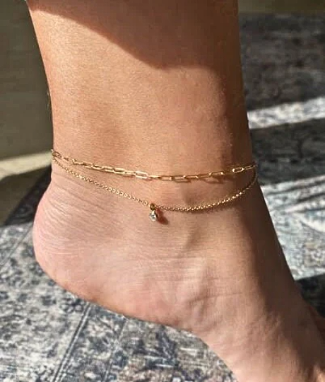 CZ Drop Anklet | Dainty Ankle Bracelet